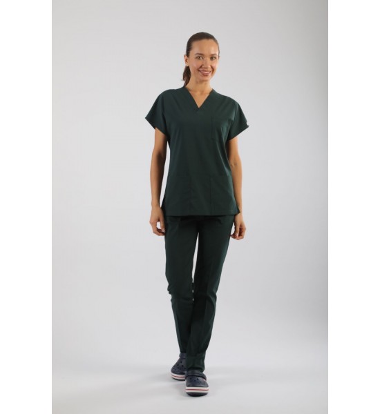 ASFLEX Likralı Scrubs Avcı Yeşili