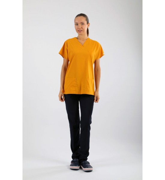 Likralı Tek Üst - Hardal Sarısı