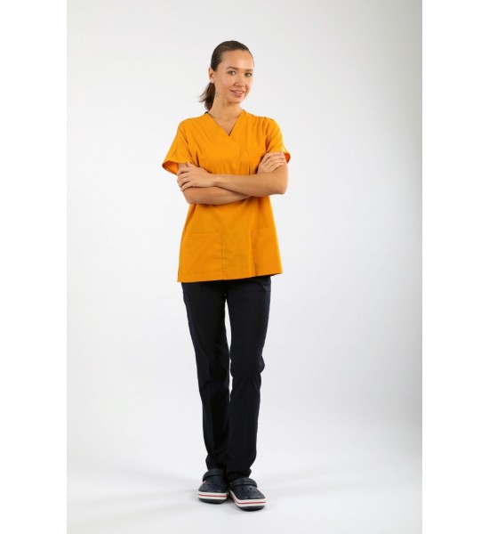 Likralı Tek Üst - Hardal Sarısı