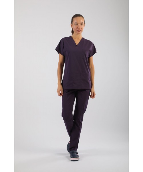 ASFLEX Likralı Scrubs Mürdüm