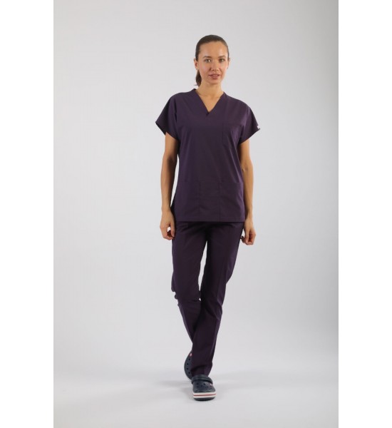 ASFLEX Likralı Scrubs Mürdüm