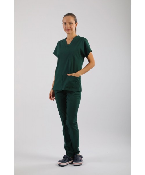 PREMIUM Likralı Kadın Scrubs - AvcıYeşili