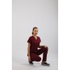 PREMIUM Likralı Kadın Scrubs - Bordo