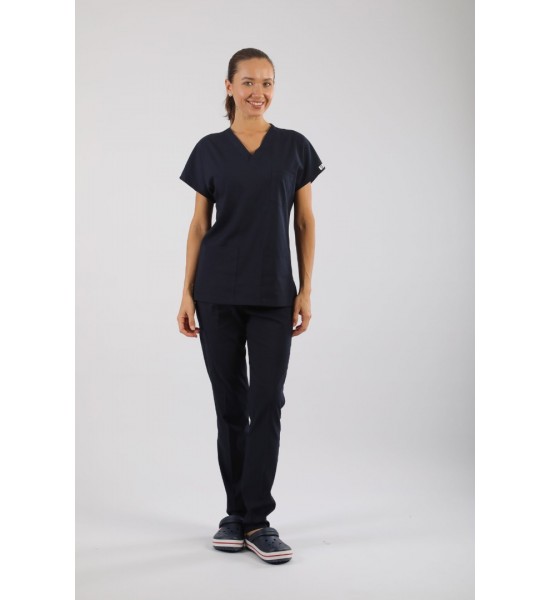 PREMIUM Likralı Kadın Scrubs - Lacivert