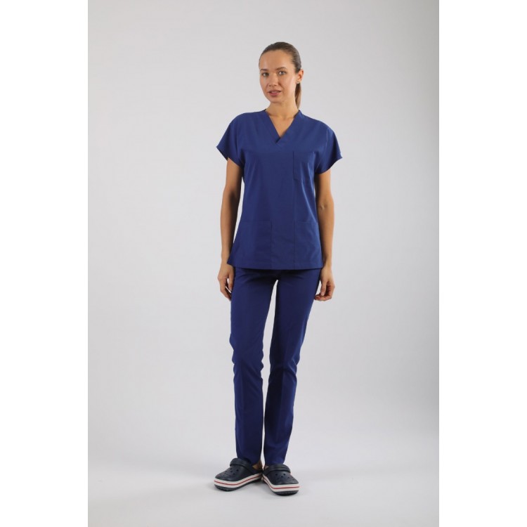 ASFLEX Likralı Scrubs Saks Mavi