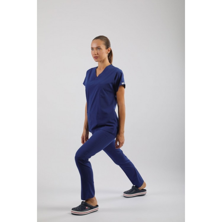 ASFLEX Likralı Scrubs Saks Mavi