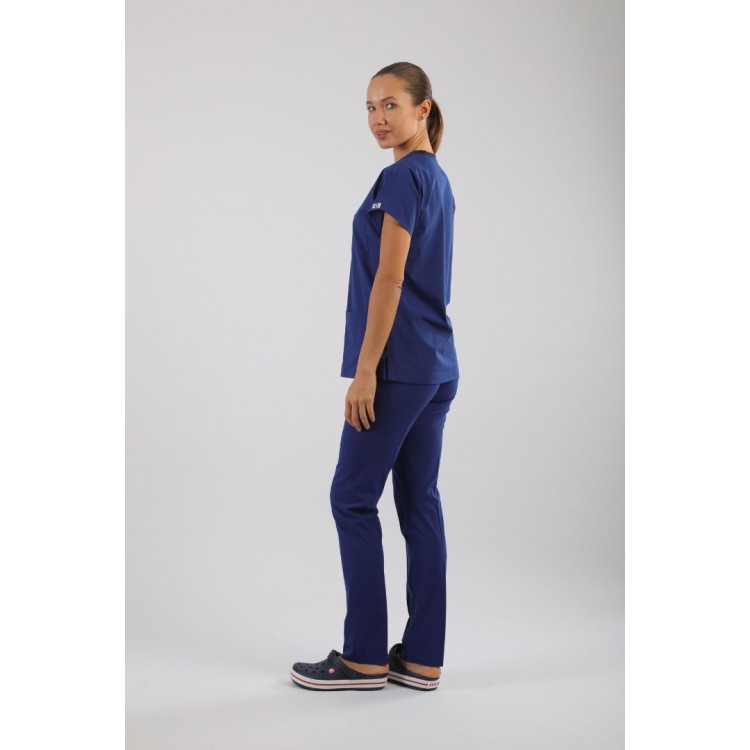 ASFLEX Likralı Scrubs Saks Mavi