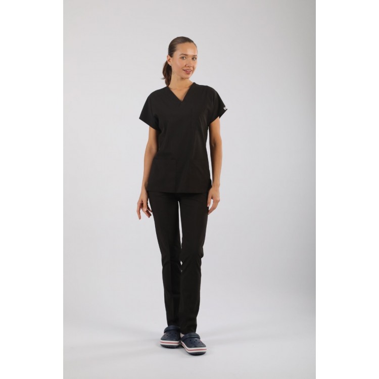 ASFLEX Likralı Scrubs Siyah