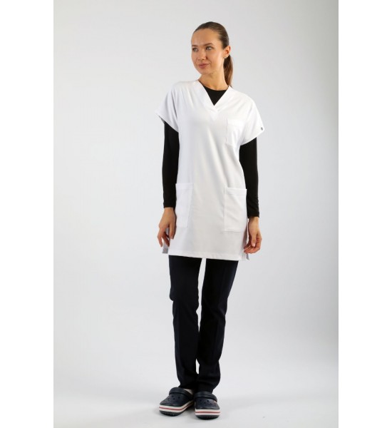 Likralı Tunikboy Tek Üst (85cm) - Beyaz