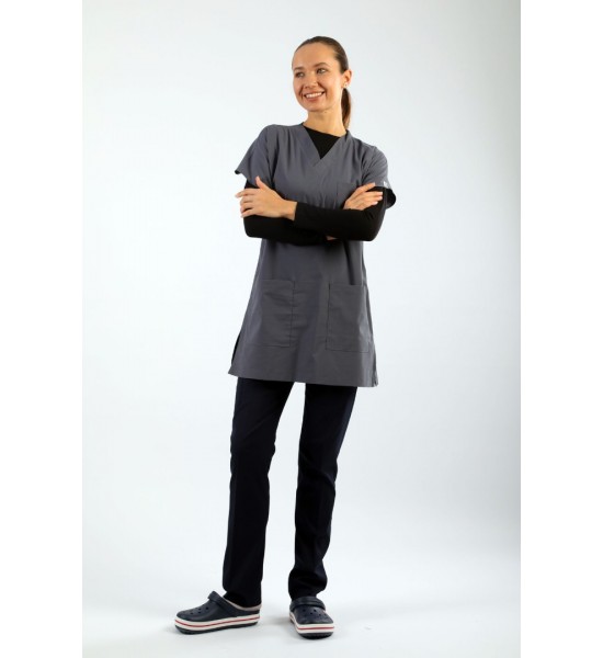 Likralı Tunikboy Tek Üst (85cm) - Gri