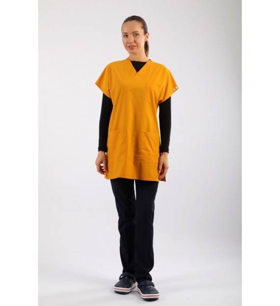 Likralı Tunikboy Tek Üst (85cm) - Hardal Sarısı