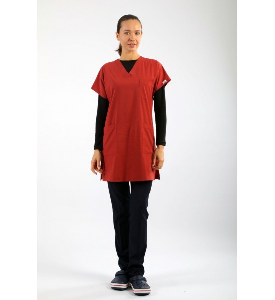 Likralı Tunikboy Tek Üst (85cm) - Kiremit Rengi