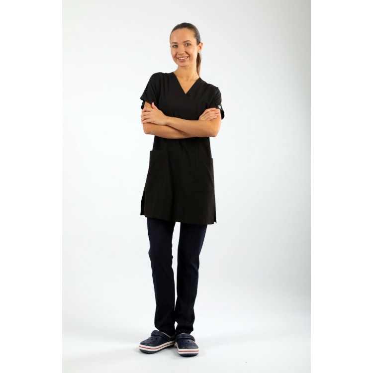 Likralı Tunikboy Tek Üst (85cm) - SİYAH