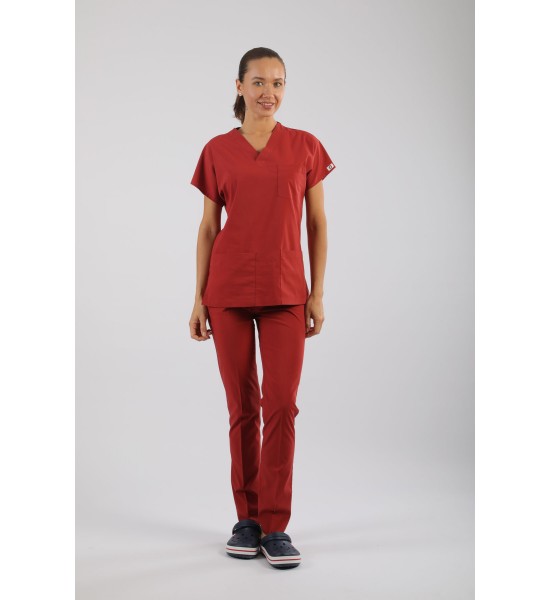 ASFLEX Likralı Scrubs Kiremit Renk