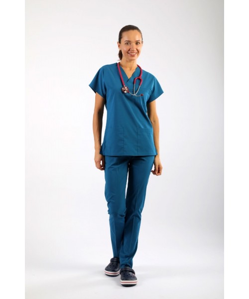 ASFLEX Petrol Yeşili Likralı Scrubs