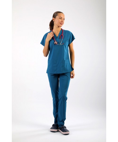 ASFLEX Petrol Yeşili Likralı Scrubs