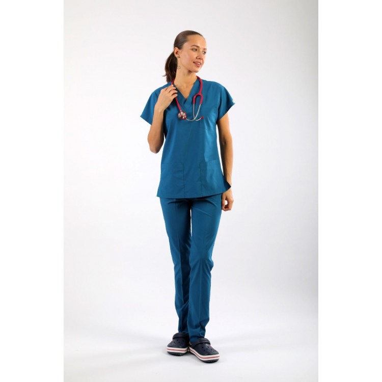 ASFLEX Petrol Yeşili Likralı Scrubs