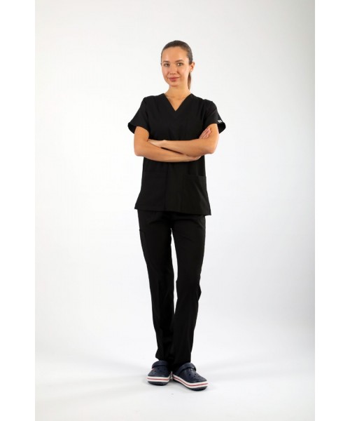 PREMIUM Likralı Kadın Scrubs - Siyah
