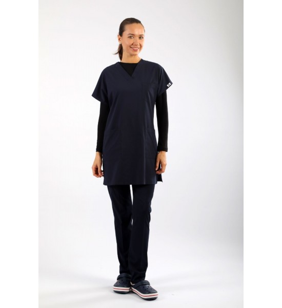Likralı Tunikboy Tek Üst (85cm) - Lacivert