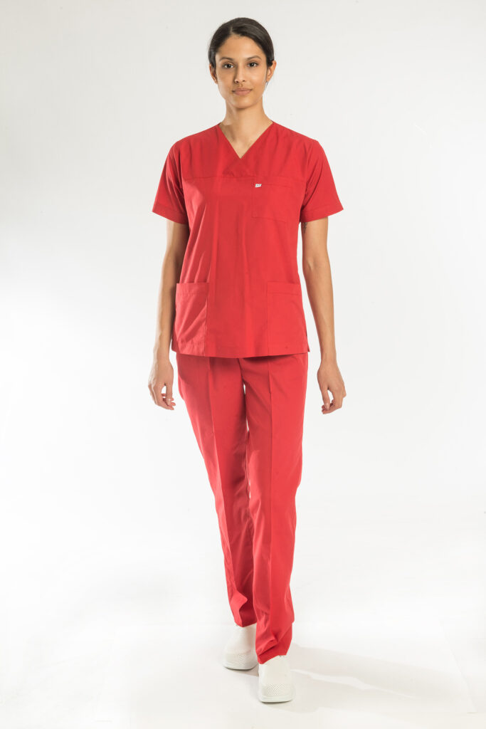 Medikal-Kadın-Doktor-Cerrahi-Giyim-Forma-Kırmızı