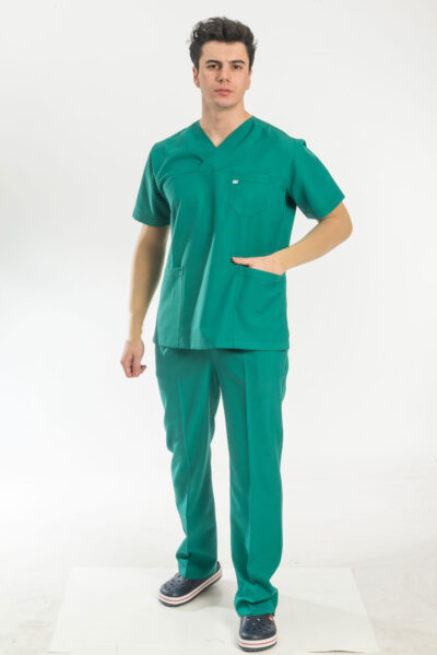 Medikal-Erkek-Doktor-Giyim-Cerrahi-Forma-Yeşil