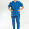 Medikal-Erkek-Doktor-Giyim-Cerrahi-Forma-Mavi